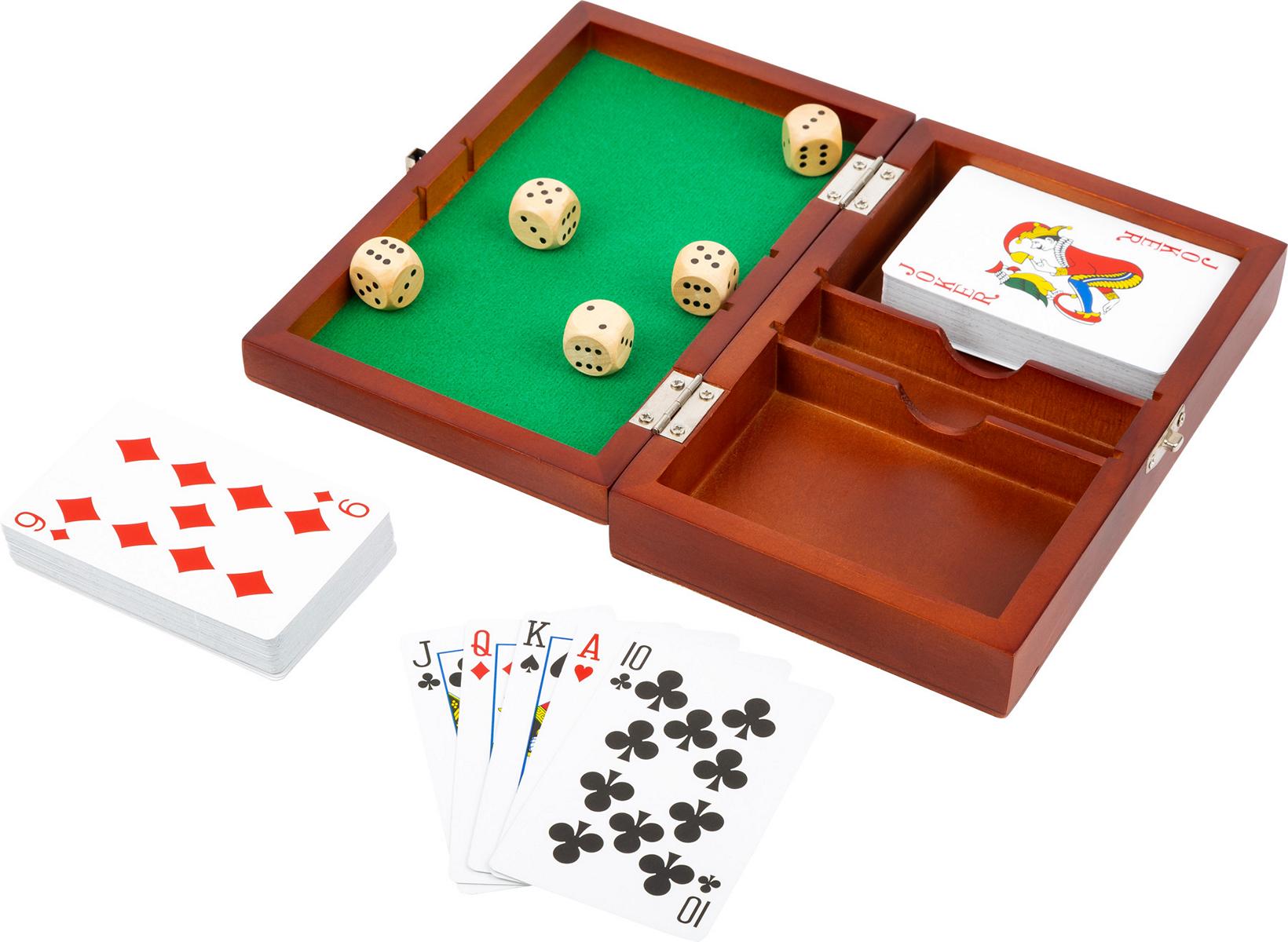 Spielbox Karten und Würfel