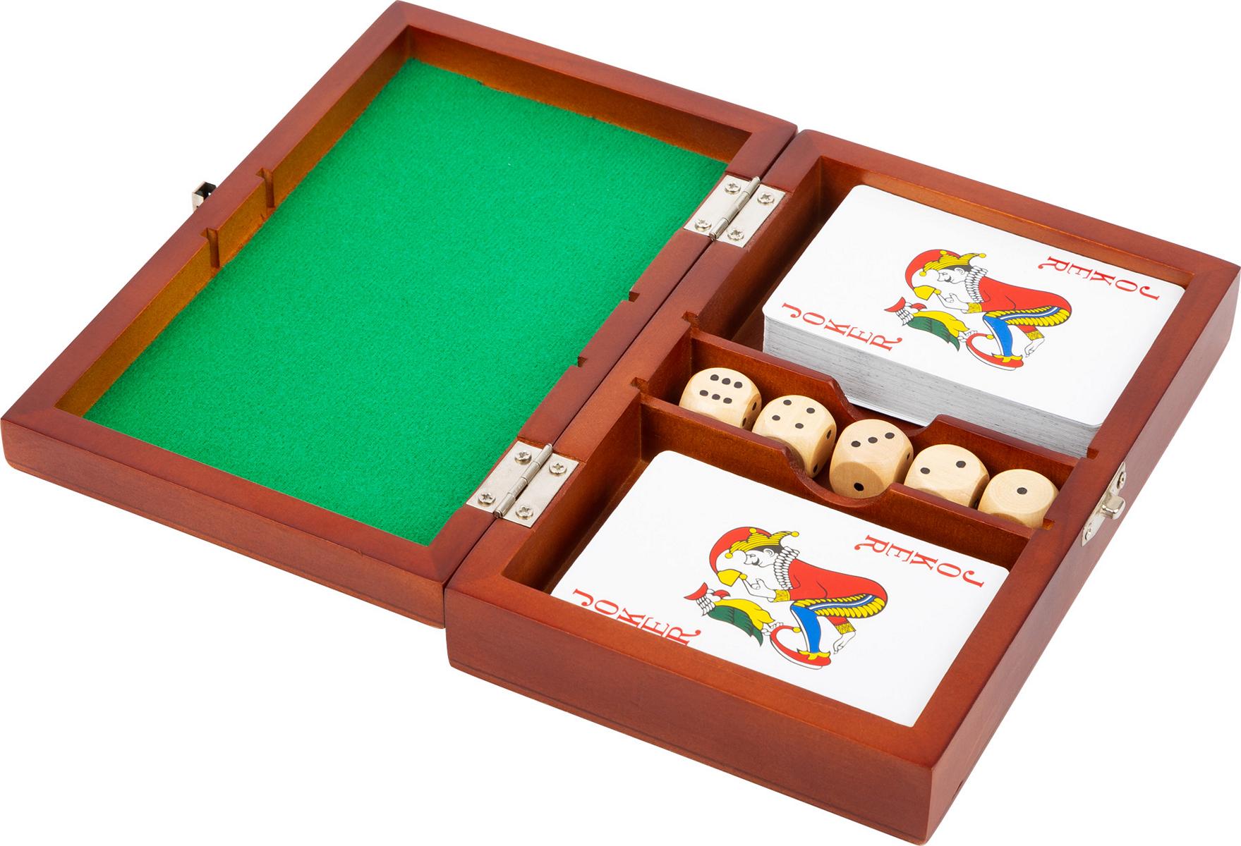 Spielbox Karten und Würfel